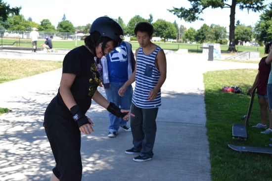 Shan learns to skate.